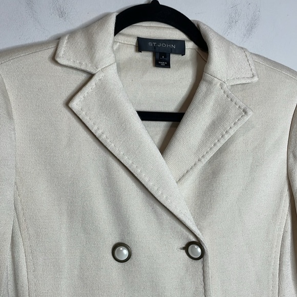 St. John | Women’s Beige Wool Blend Longline Jacket Size 4 - Picture 4 of 7